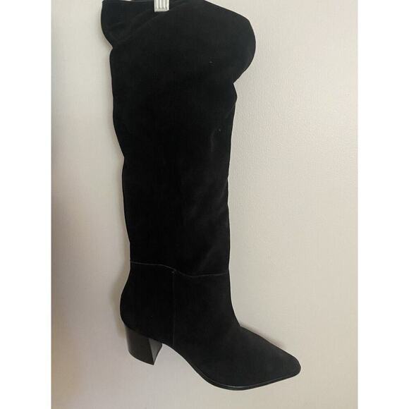 BERNARDO BOOTS BLACK SUEDE Sz 10 TALL KNEE SCRUNCH ANTHROPOLOGIE Ret $368 - Picture 3 of 13